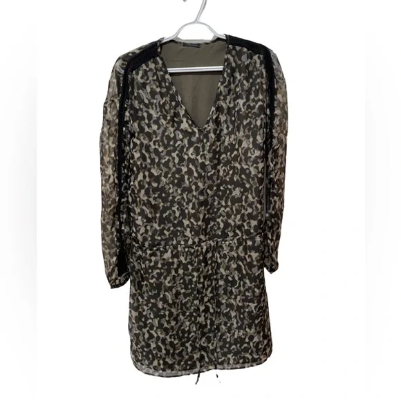Ikks camouflage leopard dress long sleeve size médium - Picture 2 of 9